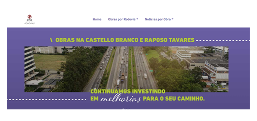 CCR Rodovias lança site com informações sobre as obras em execução na Castello Branco e Raposo Tavares