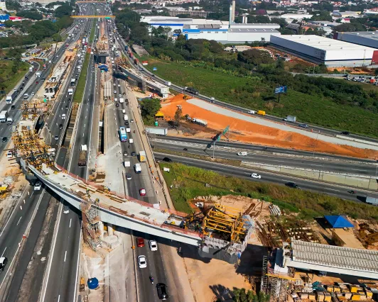 CCR RioSP avança com as obras de construção dos novos viadutos de ligação da Via Dutra com a Fernão Dias